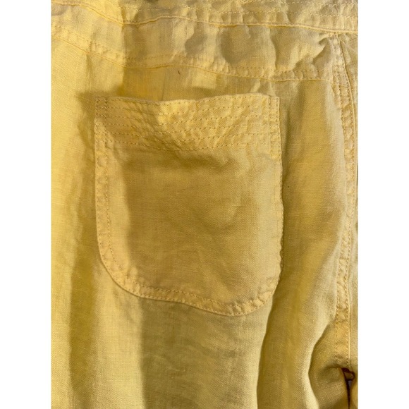 INC Beach linen relaxed wide leg pants yellow with pockets and drawstring US 12 - Picture 5 of 9